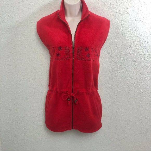 Line Two red fleece zip front western style vest - Picture 6 of 16